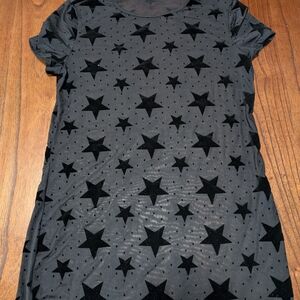 Black Star Patterned Sheer Top